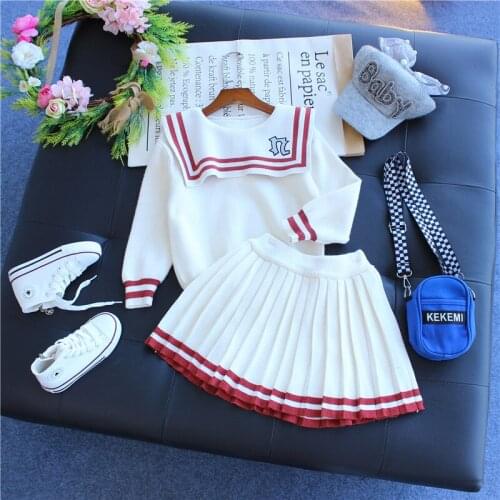 Baby girls Clothes set Wool Sweater suit for girl Autumn Spring Kids 2 pcs knitwear Clothing Children outfits Outerwear3-7Y#0096