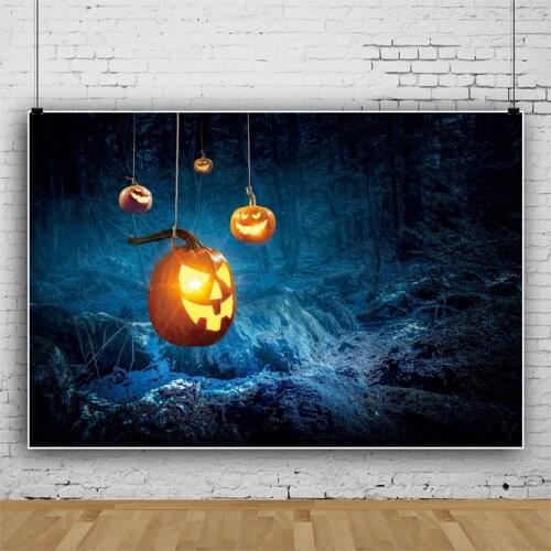 Laeacco Dark Night Happy Halloween Festivals Pumpkin Party Outdoor Scenic Photographic Background Photo Backdrop Photo Studio
