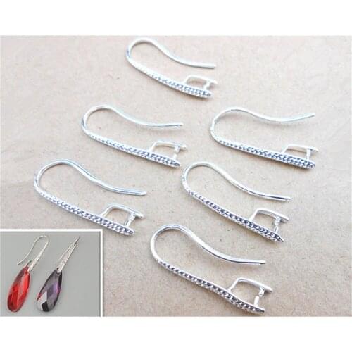 HOT 10X DIY Making 925 Sterling Silver Jewelry Findings Hook Earring Pinch Bail Ear Wires For Crystal Stones Beads