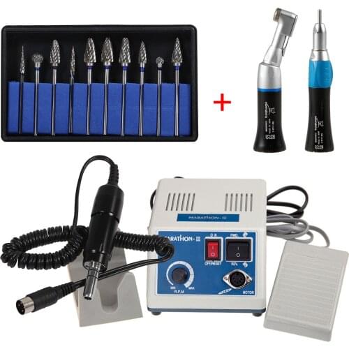Micromotor Dental Polisher N3+Black Contra Angle & Straight Nosecone+35,000rpm Electric Micro Motor+10*HP2.35mm Polisher Burs