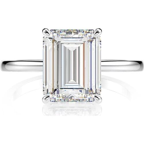 Trendy 100% 925 Sterling Silver Created 8*10mm Rectangle Engagement Rings For Women High Caibon Diamond Party Fine Jewelry Gift