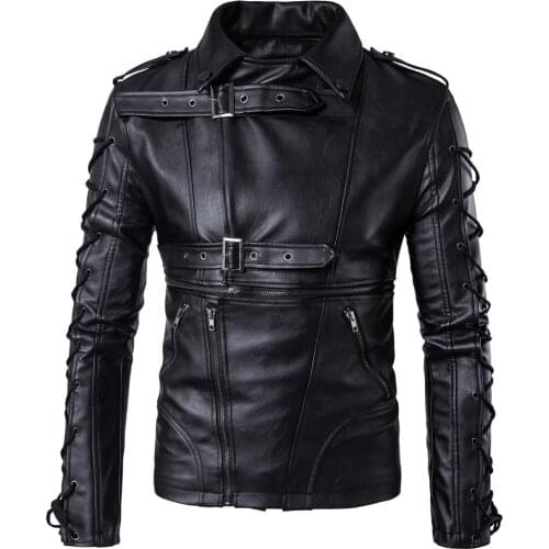 Ouma 2021 new fashion mens all-match motorcycle leather jacket leather jacket black jacket large size leather jacket