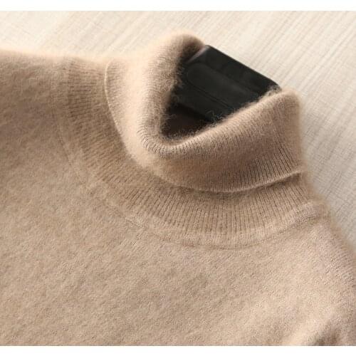 Man Jumpers 100% Mink Cashmere Knitted Sweaters Hot Sale Soft Turtleneck Winter Thick Warm Jumpers