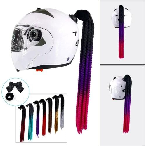 New Arrival Helmet Braid Motorcycle Motorbike Woman Helmet Braids 24" With Twist Sucker Dual Pigtail Ponytail Braids For Helmet