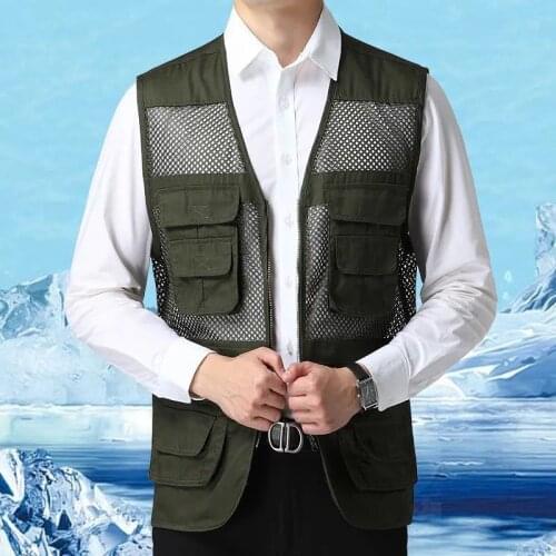Outdoor Fishing Vests Quick Dry Breathable Multi Pocket Mesh Jackets Photography Hiking Vest