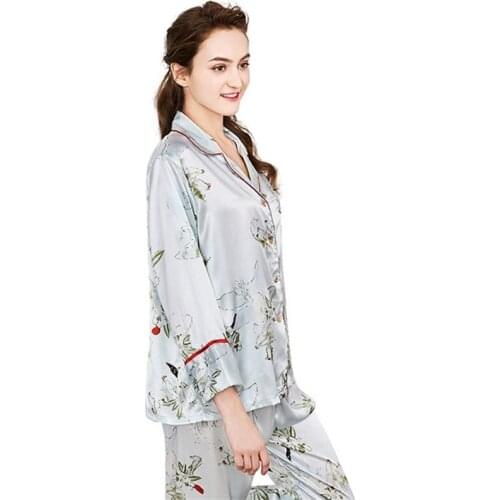 YT- 072 Pajamas Sets For Women Satin Pijama Summer Nightwear Casual Cotton Long Sleeve 2 Pieces