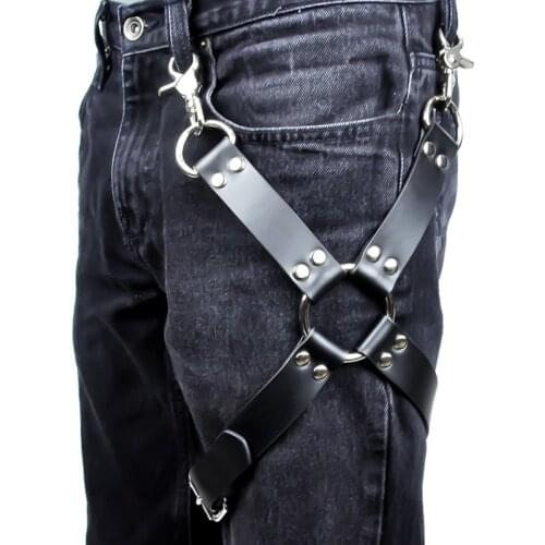 Sexy Women Girl Punk Gothic Real Leather Garter Belt with Clips Suspenders Cosplay Leg Harness Thigh Straps for Shorts