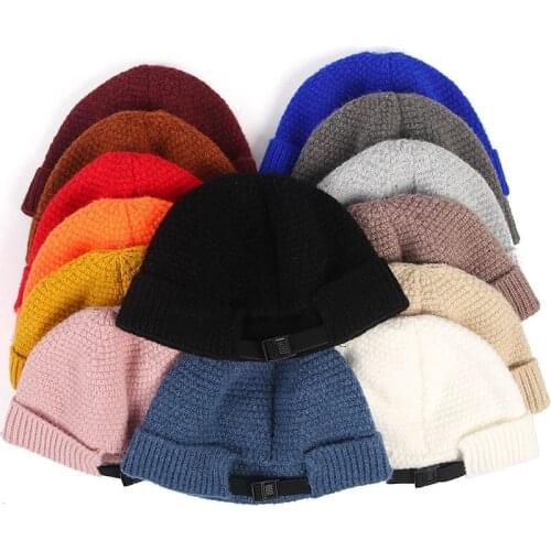 Adjustable Knitting Solid Color Keep Warm Skullies Beanies Short Unisex Korean Version Dome Ski Cap Winter Hat