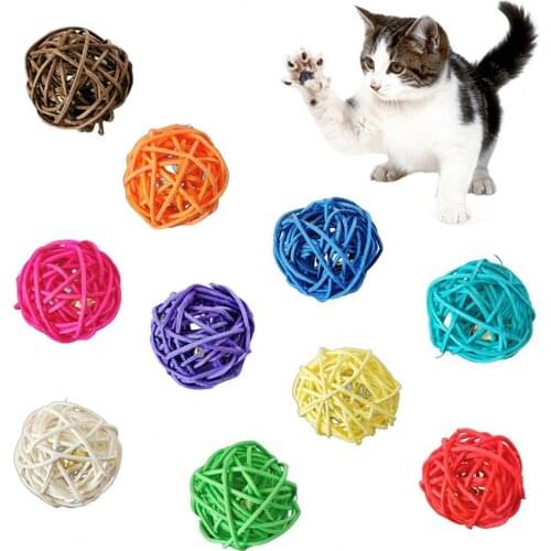 Rattan Ball With Bell Cage Shape Portable Cat Rattan Ball for Home Cat Accessories Chew Toys For Cage Playing Toys