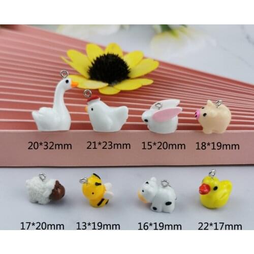 Animal Family Bee Dog Cow Chicken Pig Resin Charms Pendant Earring DIY Fashion Jewelry Accessories SO CUTE