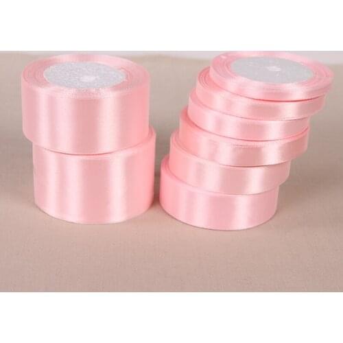 25 Yards L-Pink Silk Satin Ribbon Wedding Party Decoration Gift Wrapping Christmas New Year Apparel Sewing Fabric Ribbon