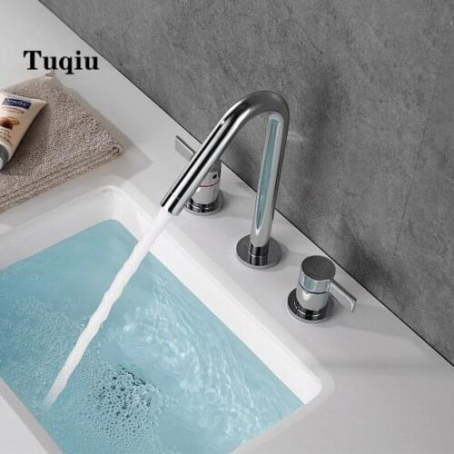 Widespread Basin Faucet chrome three hole 8 inch bathroom sink faucet bathroom basin faucet sink tap basin mixer water tap