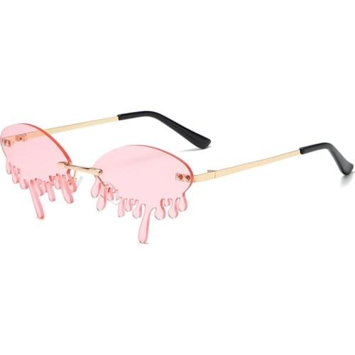 2021 New Mens and Womens Frameless Sunglasses Personality Trend Lrregular Tears Sunglasses 9003