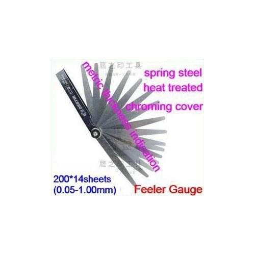 BESTIR taiwan made whole heat treated spring steel Metric Promotional Feeler Gauge 200*14sheets(0.05-1.00mm) NO.07525