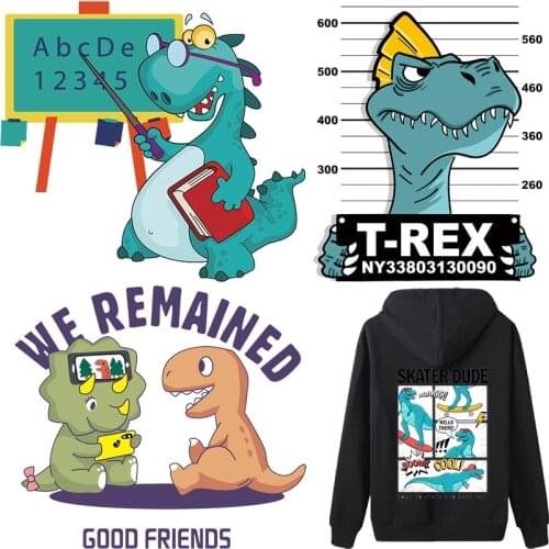 Dinosaur Letter Patch Thermal Stickers Iron-on Transfers for Clothing Thermoadhesive Patches on Clothes Diy Applique for Kids