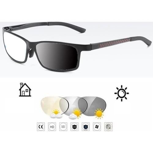 Al-mg Alloy Carbon Fiber Ultralight Photochromic Grey Reading Glasses +0.75 +1 +1.25 +1.5 +1.75 +2 +2.25 +2.5 +2.75 To +4