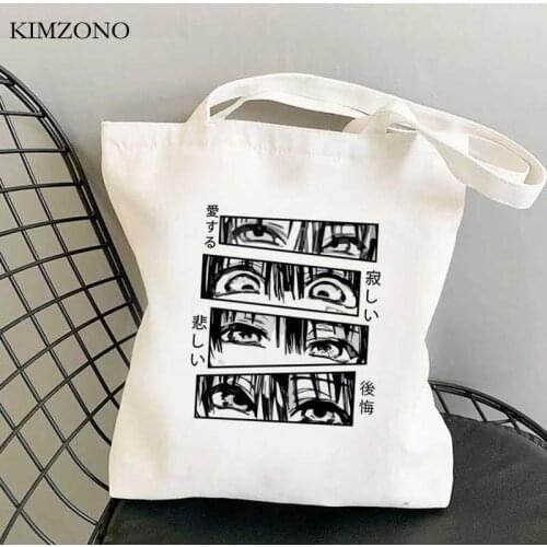 Harajuku Japanese Anime shopping bag shopper bolsas de tela handbag canvas bag string reusable cloth ecobag grab