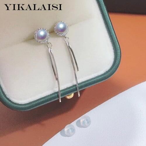 YIKALAISI 925 Sterling Silver Earrings Jewelry For Women 5-6mm Oblate Natural Freshwater Pearl Earrings 2021 New Wholesales