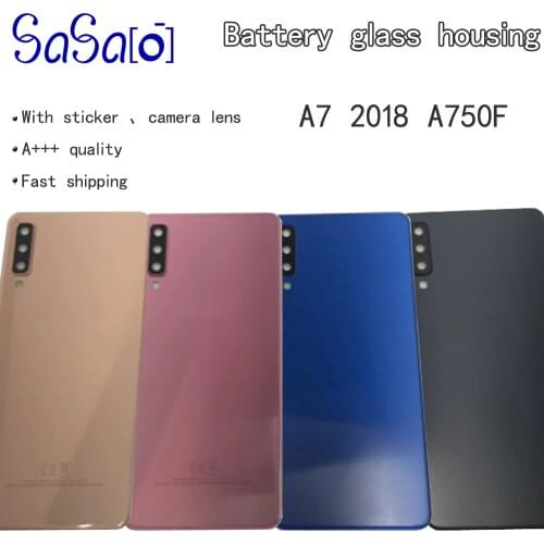 10pcs/lot Back Glass Replacement for Samsung Galaxy A7 2018 A750 Battery Cover Case Rear Door Housing with camera lens