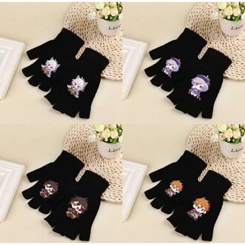 Winter Warm Anime Gloves Game Genshin Impact Cosplay Accessories Project Klee Paimon Zhongli Tartaglia Knitted Gloves Kids Adult