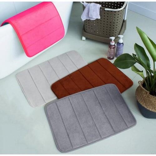 1PC 40x60cm Home Bath Mat Non-slip Bathroom Carpet Soft Coral Fleece Washable Rug Mat kitchen Toilet Floor Decor