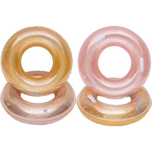 120cm Sequins Swim Ring Crystal Clear Adult Inflatable Swimming Ring Inflatable Pool Float Water Party Toy