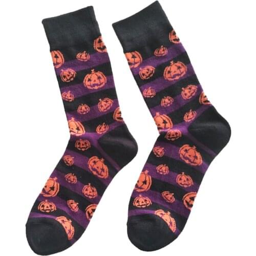 2019 HOT print socks Halloween Party Pumpkin Bat Print Men Breathable Cotton Middle Tube Crew Socks/mens socks/funny socks/Prin