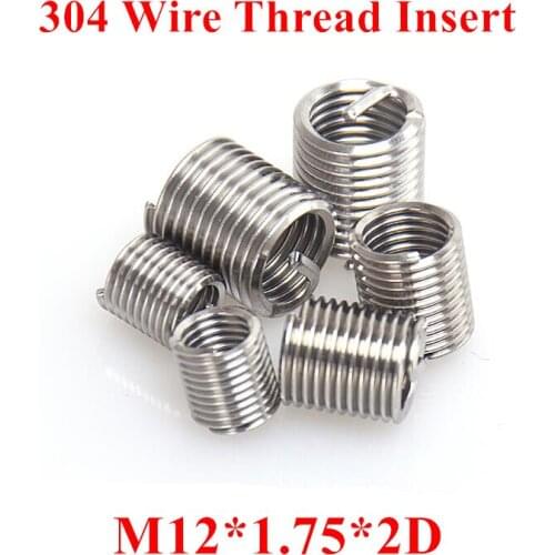 50pcs M12*1.75*2D Wire Thread Insert 304 Stainless steel M12 Screw Bushing, m12*2D Wire Screw Sleeve Thread Repair Insert