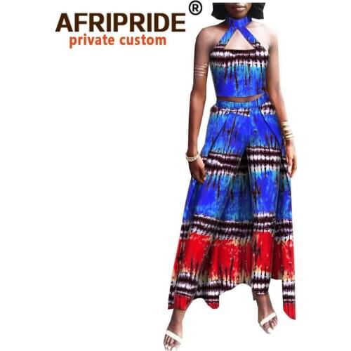 African 2 Piece Set for Women Crop Top and Pants Suit Dashiki Outfits Print Shirt Women Blouse Fashion Attire Clothes A1826031