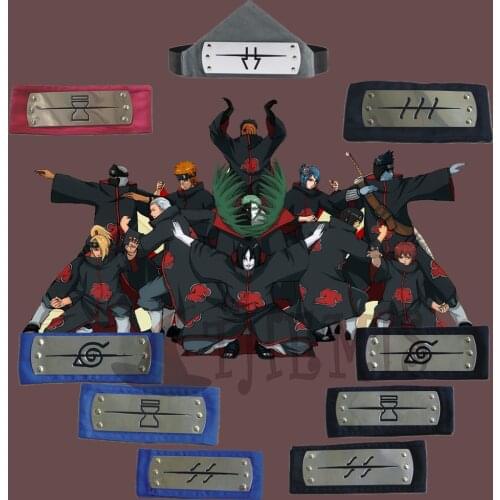 Athemis akatsuki Headbands for Naruto Renegade Ninja cosplay costume shown Black Blue Red Color to Choose