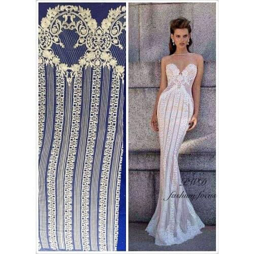 White Lace Fabric french sequence lace fabric for wedding dress lace fabric