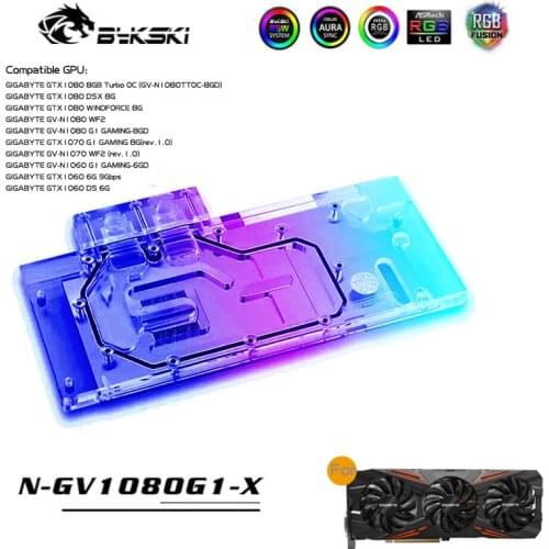Bykski N-GV1080G1-X Full Coverage GPU Water Block For VGA GIGABYTE GTX1080G1 GTX1070G1 GAMING Graphics Card Heatsink