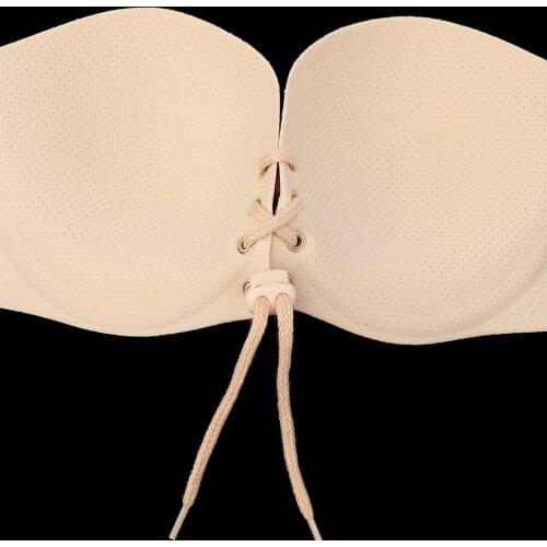 Women Strapless Backless Self-Adhesive Invisible Reusable PushUp Bra with Shoulder Strap Durable and Breathable Underwear