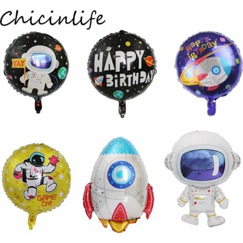 Chicinlife 1Pcs Astronaut Rocket Foil Balloon Happy Birthday Party Decor Kids Toys Baby Shower Outer Space Galaxy Party Supplies