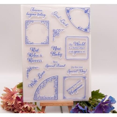 Diy Geometric Vintage Transparent Silicone Rubber Standard Stamp for Scrapbooking Clear Stamps Card Making Stamps