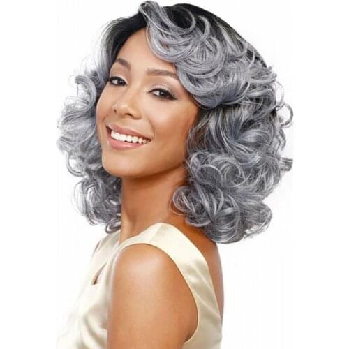 Long Wigs for Women Nature Fluffy Wave Hair Ombre Mixed Silver Gray Synthetic Cosplay Daily Use Wig