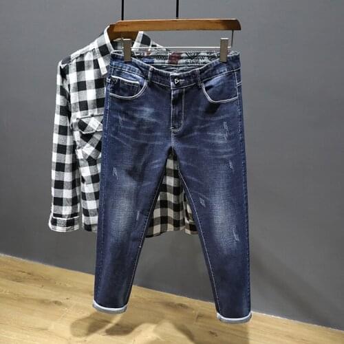 2021 Spring Autumn New Young Fashion Streetwear Design Homens Demin Male Jeans Men Blue