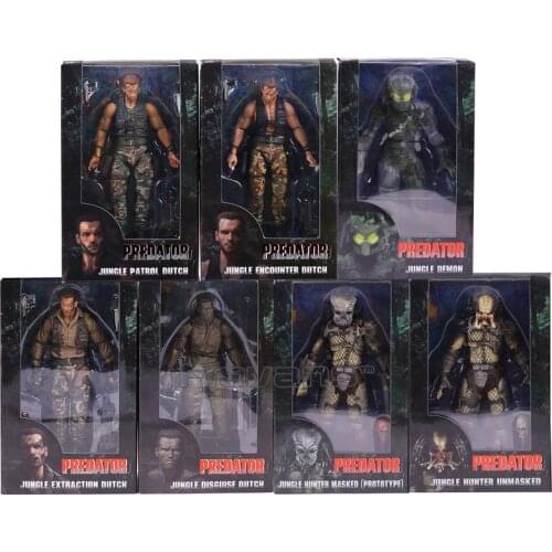 NECA PREDATOR 30th Anniversary Jungle Patrol Encounter Extraction Disguise Dutch Jungle Hunter Unmasked Demon Action Figure 18cm