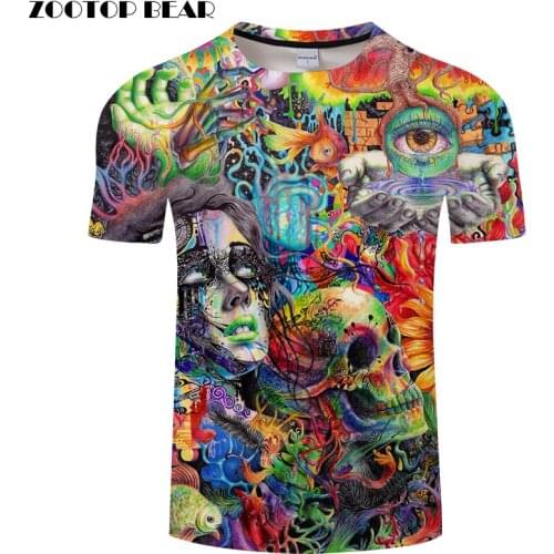 Beauty&Skull 3D Print t shirts Men Women tshirts Summer Funny Short Sleeve O-neck Tops&Tees Streetwear Drop Ship ZOOTOP BEAR