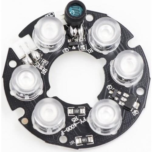 Hybrid Beam Angle CCTV Accessories Nano-infrared light 6 Grain IR LED board for Surveillance cameras night vision diameter 45mm