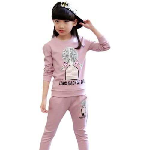 2019teenage Girls Clothes Children Clothing Set Cotton Sweatshirt + Pants Two-piece Sequins Kids Suit Roupas Infantis Menino