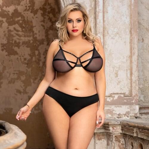 Comeondear Thong Set Sexy Mesh Langerie Plus Size Womens lingerie Set Femme Sexy Valentines Brief Sets Lace Underwear Bra Sets