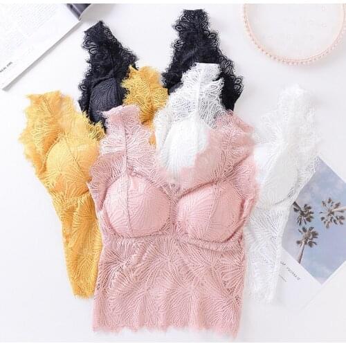 Beauty Back Lace Tank Tops Lace Bras Sexy Lingeries Women Wrapped Chest Lace Bralette Summer Underwear