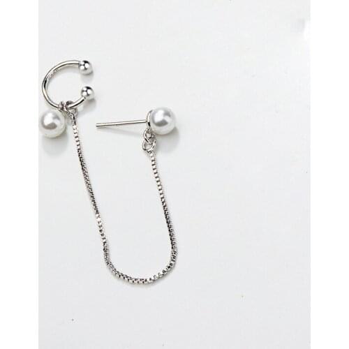 Hot 1 piece pearl Ear Cuff Clip Chain Tassel Clip On Earrings for women Korea Jewelry New Earcuff