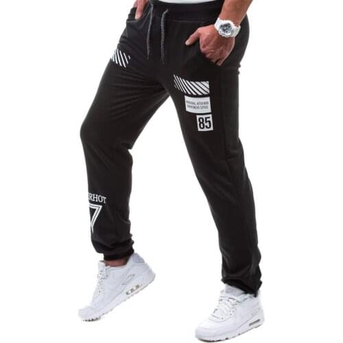 HOT 2019 Outdoor spring autumn mens jogging training GYM Running pants Geometric printing sports Draw string elastic wave me