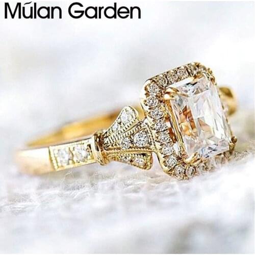 M&G Full Zircon Wedding Ring for Women Big Rhinestone Gold Ring Fashion Jewelry Valentines Day Giftt Anniversary Drop Shipping