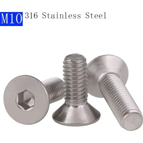 M10 - 1.5 316 Stainless Steel A4 - 70 Countersunk Flat Head Socket Caps Hex Screws Bolts DIN 7991
