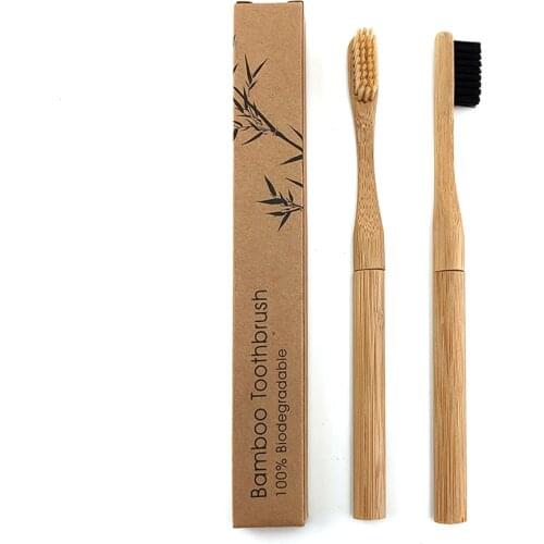 Reusable Bamboo Toothbrush with Plug-in Replacement Brush Heads Tooth Bushes Heads Travel Bristles Manual Oral-Care Brush