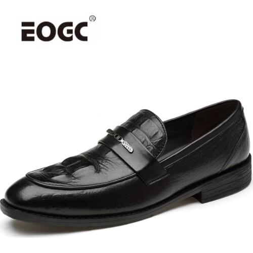 Genuine Leather Men Shoes Business Handmade Dress Shoes Formal Wedding Shoes Men with Buckle Strap Slip On Flats Shoe