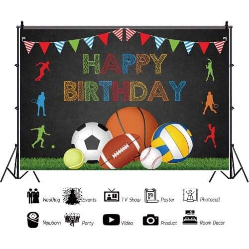 Balls Outdoor Running Sports Lawn Bunting Artistic Photos Background Decorations for Boys Birthday Party Photography Props